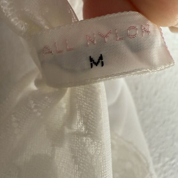 VTG Shadowline Peignoir Set Bridal Medium White Gown Nylon Double Chiffon Pearls - Picture 9 of 16